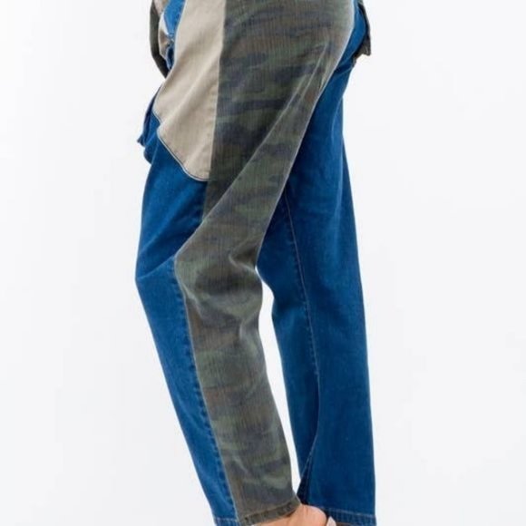 Callie Trifecta: Mixed Denim Khaki Camo Cargo Harem Jeans - Picture 10 of 17